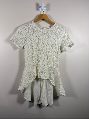 Sachin + Babi Ivory Lace Peplum Tunic Top